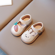 女童小皮鞋2024春秋，儿童防滑公主鞋女宝宝，软底单鞋小兔学步鞋