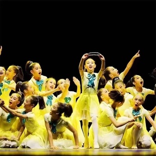 第十二届小荷风采我的未来不是梦儿童舞蹈黄色蓬蓬裙合唱表演服