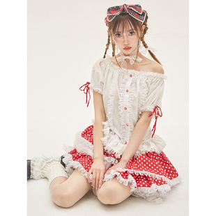 meme原创设计日系昭和复古蝴蝶结，上衣小众甜美少女lolita短袖衬衫