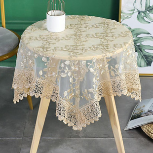 欧式风小圆桌桌布布艺蕾丝绣花长方形台布家用防尘盖巾茶几餐桌布