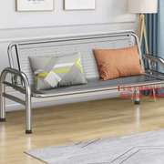 不锈钢沙发家用客厅办公室304不绣钢两用沙发床简易户外铁艺长椅