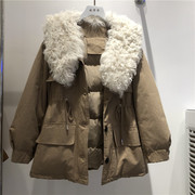韩版胎羊毛时尚高级派克保暖美女90绒羽绒服反季销售