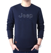 jeep长袖t恤男秋季宽松大码卫衣，男士休闲圆领体恤衫
