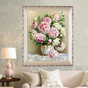 印花十字绣2021客厅欧式油画花瓶卧室小幅画花卉简约现代简单