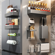 磁吸冰箱置物架侧面收纳厨房，壁挂纸巾保鲜膜，储物保鲜膜多层挂架子