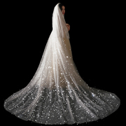 新娘结婚超仙森系网红拍照道具白色闪闪星空头纱长款拖尾大头纱