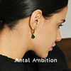 纯银耳饰女松石复古高级感吊坠，法式轻奢设计耳钉小众个性耳环气质