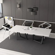 简约白色实木餐桌椅组合极简创意书桌现代办公桌个性时尚工作台