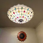 地中海卧室吸顶灯蒂凡尼玻璃灯欧式复古温馨客厅阳台圆形吸顶灯