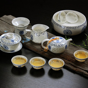 高档青花瓷玲珑茶具套装家用蜂窝镂复古套陶瓷功夫茶具泡茶壶茶杯