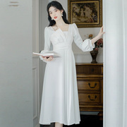 领证登记小白裙春季日常可穿仪式，感头纱轻婚纱法式订婚小礼服裙子