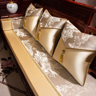 新中式红木罗汉床垫五件套高档乳胶，坐垫实木家具沙发垫子套罩定制