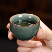 茶杯哥窑铁胎茶具主人，杯开片手工大号单个家用陶瓷品茗杯喝茶杯