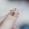 日系唯美复古风镶嵌天然紫水晶戒指女款个性大方奢华配饰可调节