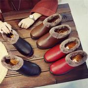 冬新老北京棉鞋女冬季加绒加厚棉拖鞋皮面，防水保暖中老年妈妈棉靴
