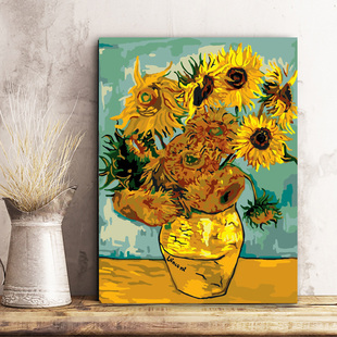 数字油画diy手工填充梵高星空向日葵花卉消磨时间手绘涂色油彩画