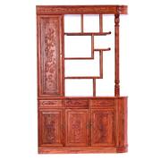 新中式客厅隔断柜仿古实木，门厅雕花酒柜玄关柜，鞋柜榆木双面屏风柜