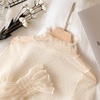 品牌网纱上衣女白色高领雪纺，蕾丝打底衫，长袖薄款神仙内搭洋气纱衣