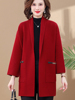 秋冬季喜服婆婆妈妈结婚宴礼服红色大衣小个子外套装大码披肩冬装
