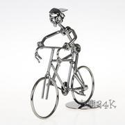 时尚金属单车模型骑自行车铁人摆件浪漫家居装饰品铁艺人物工艺品