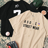 ACTIONS 夏季美式复古嘻哈棒球开衫贴布绣宽松街头短袖衬衫外套男