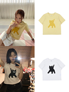 nami定制韩国aeae像素猫咪，反光印花棉正肩个性，短袖t恤女上衣夏季