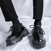 亮面男士皮鞋2023温州皮鞋男款，黑色高级感大头鞋结婚新郎鞋子