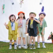 幼儿园园服六一男童女童韩版小西装套装露营风毕业照摄影写真服