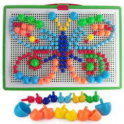 组合玩具拼图296玩具益智蘑菇钉蘑菇丁粒插板拼插手工DIY儿童