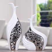 宏赫景德镇陶瓷工艺品创意摆件家居装饰品婚庆白银镂空摆