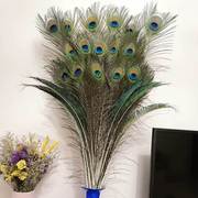 孔雀毛真羽毛家里摆设的装饰品客厅摆件，大件插孔雀毛羽毛(毛羽毛)的花瓶