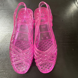 水晶鞋女士夏季坡跟韩版透气塑料，防滑果冻公主，鞋居家洗澡浴室凉鞋