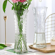 富贵竹龙柳水培植物大号玻璃花瓶透明水养花瓶客厅家用插花瓶摆件