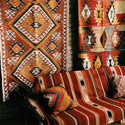 视觉味道 土耳其进口kilim羊毛地毯手工编织异域装饰挂毯美式复古