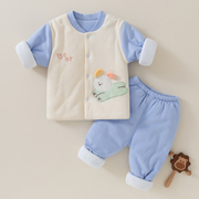 特价婴儿衣服秋冬季棉袄棉裤夹棉加厚分体两件套装宝宝春装纯棉衣