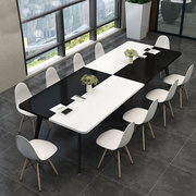 北京办公室办公桌子组合会议桌简约现代黑白配长条桌小型洽谈桌椅