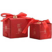 糖盒结婚中式红色大号喜礼中国风浪漫丝带，喜字网红简单复古喜糖盒