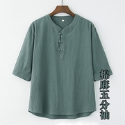 唐装男青年夏季短袖t恤潮牌，复古中国风，潮流男士棉麻半袖中式男装