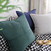 北欧现代简约轻奢抱枕套，墨绿色拼接客厅沙发，靠枕素色样板房靠垫