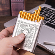 德国Mooii不锈钢中支烟盒男便携20支装6.5烟盒金属香烟盒diy超薄