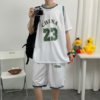 青少年23号篮球运动服套装夏季t恤男女设计感情侣球衣假两件百搭