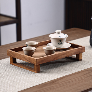 异丽木质干泡台小茶盘家用中式茶杯茶托盘茶室茶具茶台实木托盘