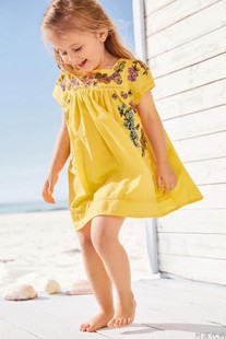 1-6英国NEXT绣花洋气夏季女宝宝女童装轻薄短袖连衣裙