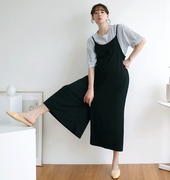 孕妇背带裤夏季薄款韩国时尚大码宽松减龄小个子阔腿裤吊带裙