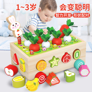 婴幼儿玩具1一2岁宝宝拔萝卜形状配对拼插积木早教益智开发男孩女