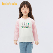 商场同款巴拉巴拉童装女童长袖T恤2024春季可爱撞色上衣