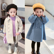 儿童洋气呢子大衣，2023秋冬韩版女童，冬季加厚长款毛呢外套潮流