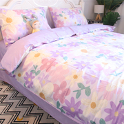 全棉紫色小碎花小清新简约纯棉单双人被套床单单件被罩可配套件