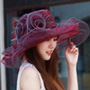 夏天海边帽子女士大沿帽，韩版遮阳帽薄款防晒帽太阳帽可折叠度假帽