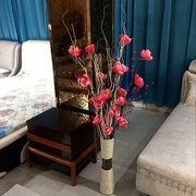落地仿真花束客厅装饰摆设玫瑰花，叶脉干花枝，室内假花套装插花摆vl